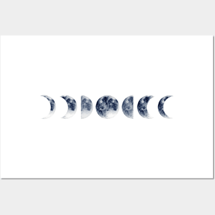 Moon phases in a row | Watercolor Posters and Art